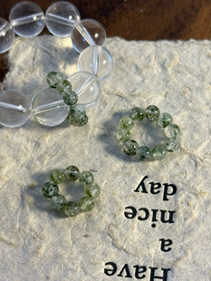 天然招财绿幽灵跑环手串手链戒指手捻流行时尚DIY饰品配件配饰