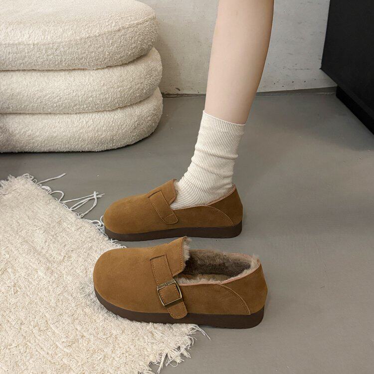 保暖一脚蹬懒人鞋豆豆棉鞋