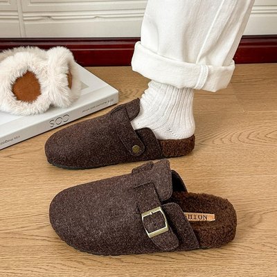 包头半拖鞋加绒勃肯棉鞋