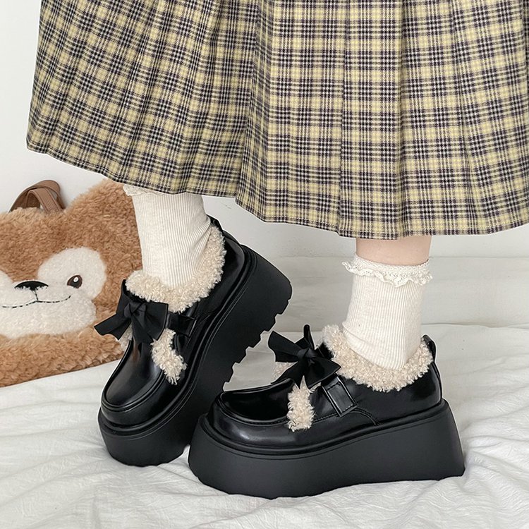厚底增高保暖毛毛单鞋子