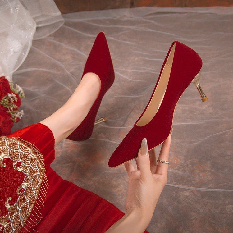 婚鞋新娘鞋红色细高跟鞋春女2025新款不累脚敬酒中式秀禾服结婚鞋,女鞋,婚鞋,淘宝优惠券,粉丝福利购,淘宝优惠卷