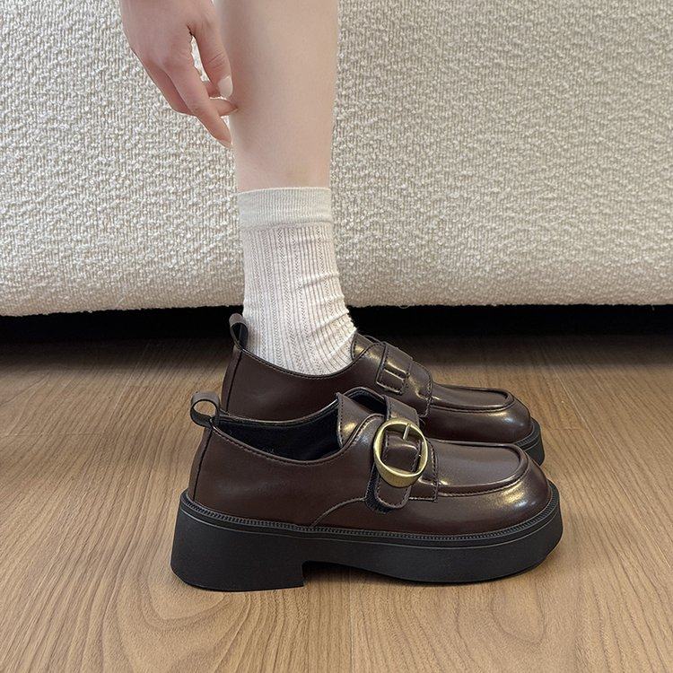 英伦风通勤小皮鞋女2025新款百搭配裙子黑色单鞋软底魔术贴乐福鞋,女鞋,深口单鞋,淘宝优惠券,粉丝福利购,淘宝优惠卷