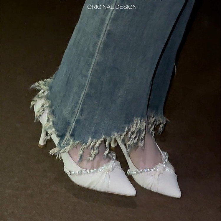 单鞋仙女风小码高跟鞋宽脚