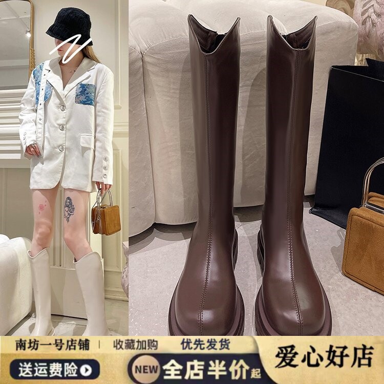 马丁靴女长筒靴2026新款夏季夏款夏天中筒高筒靴骑士靴小个子长靴