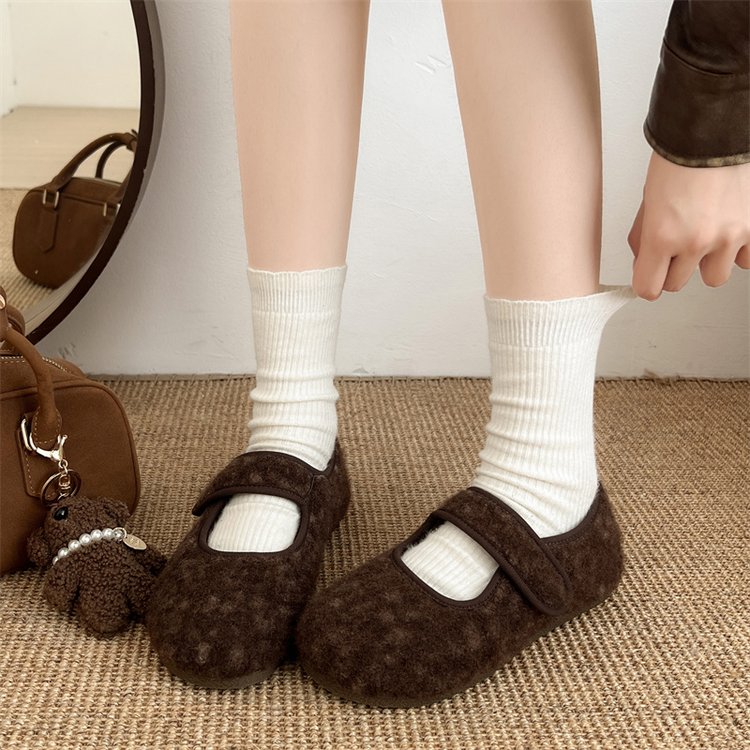 复古呢子平底勃肯鞋豆豆鞋