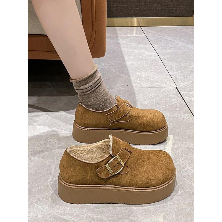 厚底加绒勃肯鞋女保暖低帮