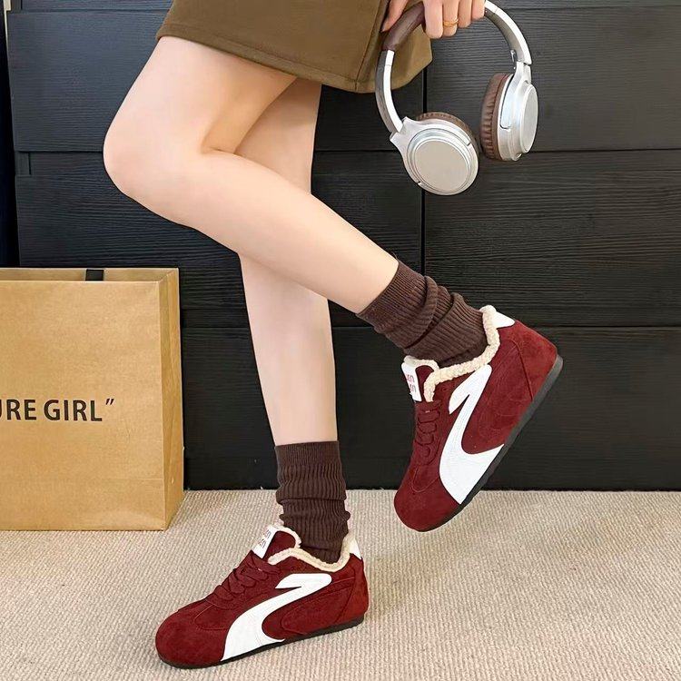 爆款美拉德棕色德训鞋女冬加绒2025新款加厚保暖休闲棉鞋阿甘板鞋,运动鞋new,运动休闲鞋,淘宝优惠券,粉丝福利购,淘宝优惠卷