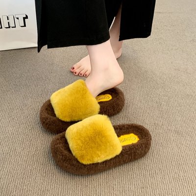 欧货高级感网红厚底毛绒棉拖