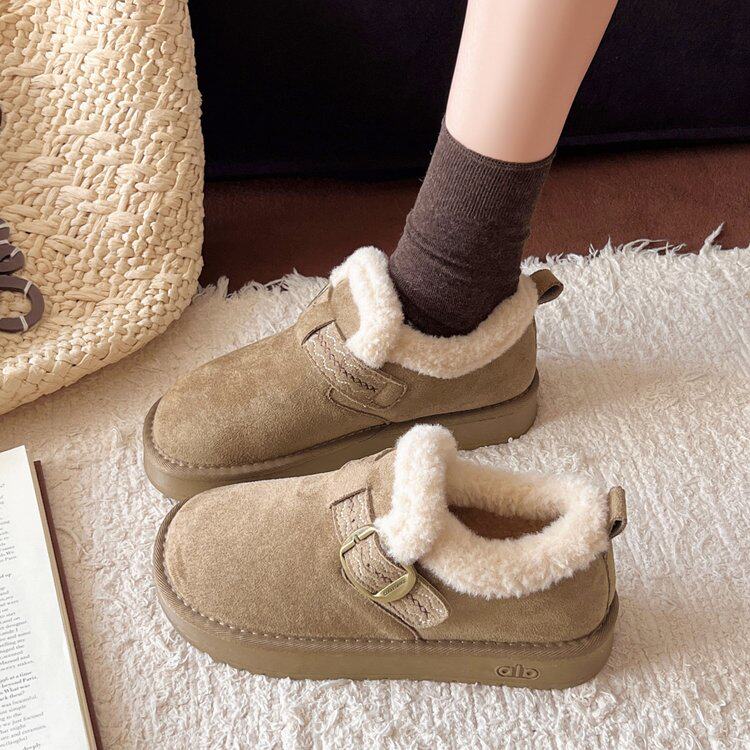 加绒保暖全包厚底勃肯鞋女2025秋冬新款外穿毛毛雪地靴一脚蹬棉鞋,女鞋,深口单鞋,淘宝优惠券,粉丝福利购,淘宝优惠卷