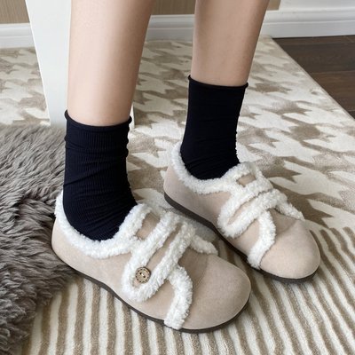 2025新款羊羔毛平底勃肯棉鞋