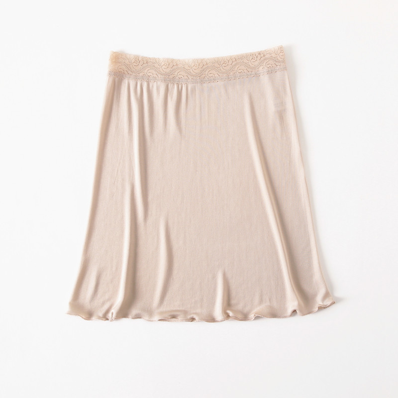 실크 페티코트 바닥 스커트 스커트 잠옷 중간 및 짧은 스커트 뽕나무 실크 니트 섹시한 레이스 레이스 엉덩이 덮음