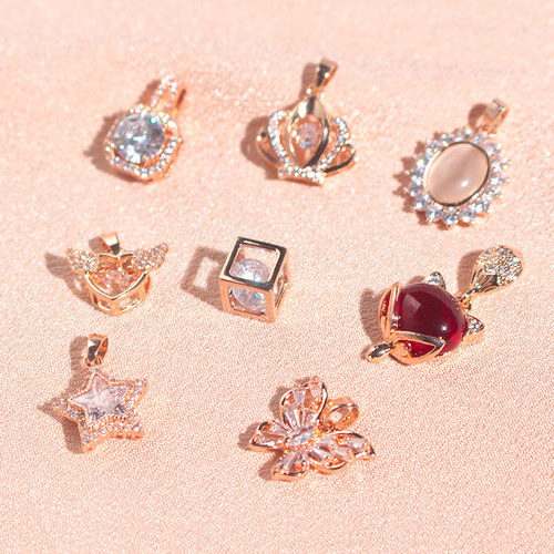 镀18k玫瑰单独吊坠女貔貅锆石