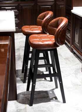 高脚凳家用椅子吧凳实木吧台椅轻奢酒吧桌椅现代简约高凳子吧椅