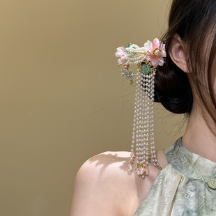 心甜意洽~新中式花朵流苏珍珠发簪2025新款旗袍发饰汉服头饰发饰