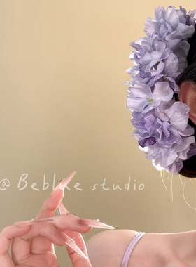 新蕊绾香~氛围感紫色花朵发簪2025新款发钗汉服配饰发饰头饰头花