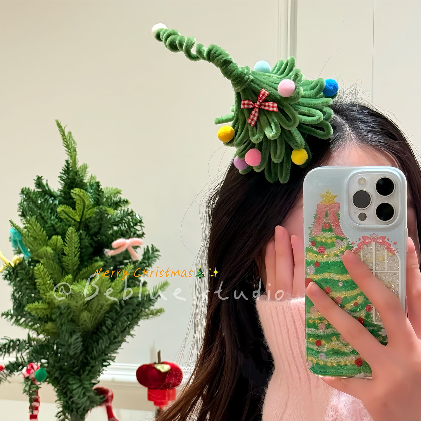 圣诞奇遇~绿色扭扭棒圣诞树发箍2025新款秋冬头箍氛围感拍照发饰