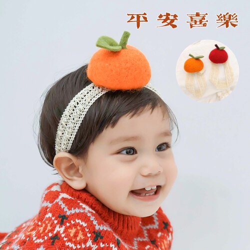弹力大毛毡可爱水果婴儿发带