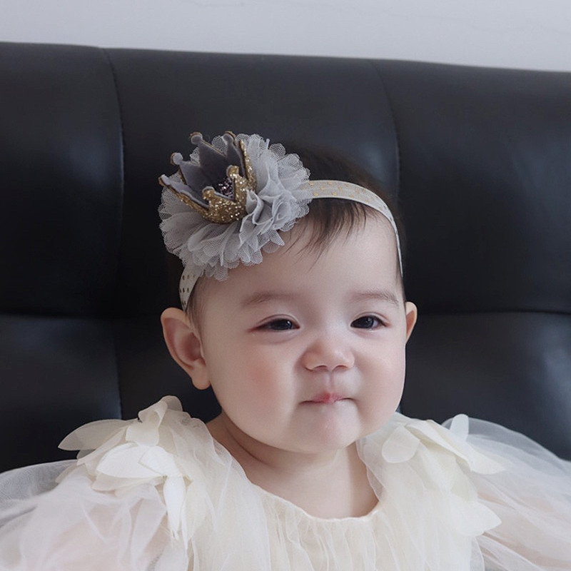 立体皇冠可爱粉色女宝宝公主新生儿头饰儿童发饰婴儿发带百日周岁