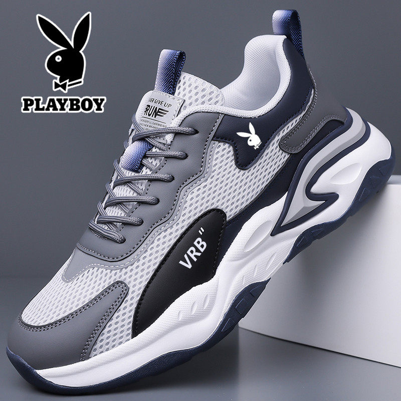 花花公子男鞋透气休闲运动鞋轻便男士软底减震跑步鞋网面内增高
