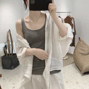 新款 修身 棉质背心吊带女士夏季 无袖 弹力显瘦简约圆领基础款 打底衫