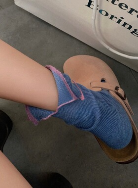 IFJE PUGS「小众设计」网红松弛感开叉堆堆袜缺口纯棉中筒复古袜