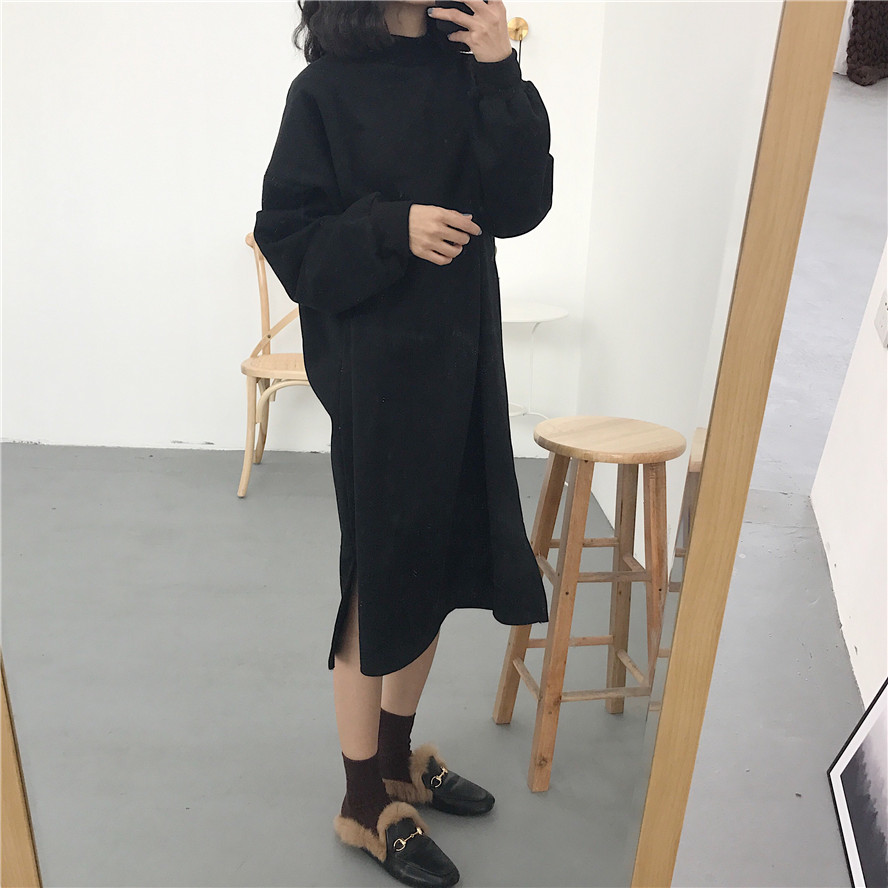 Real shooting and real price bodyguard dress in autumn and winter, medium length, plush and thickened, with bottom over knee dress