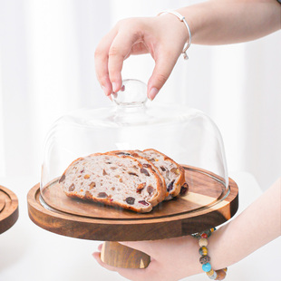 透明玻璃罩蛋糕展示罩甜品水果试吃西点面包糕点品尝盘高脚托盘