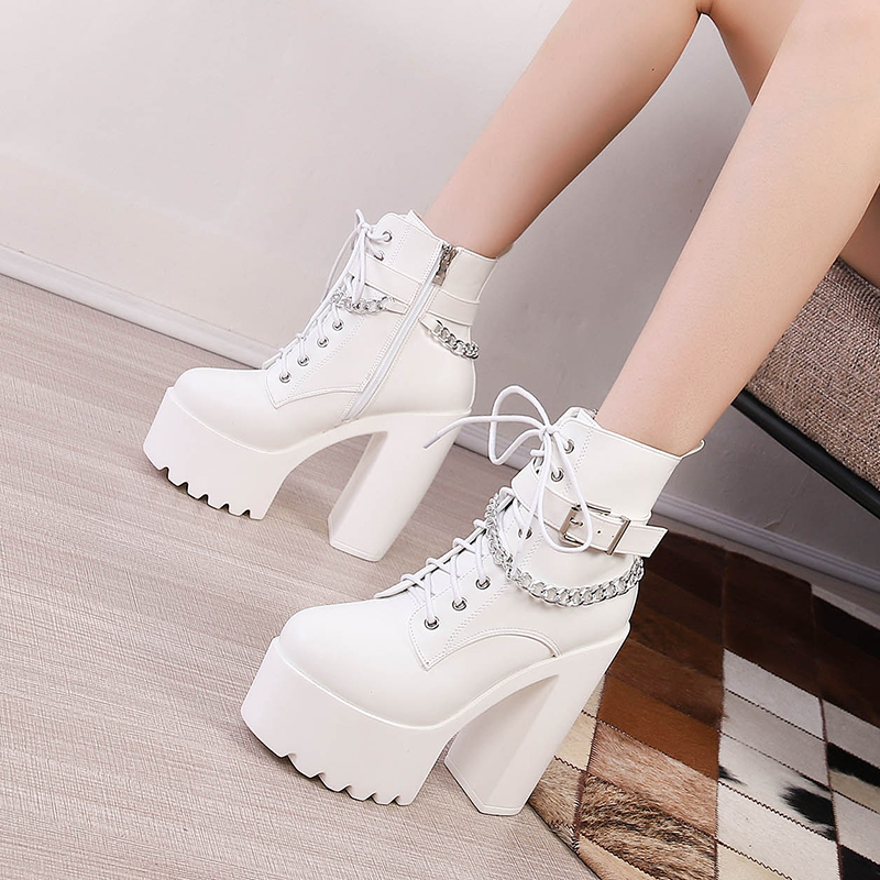 厚底马丁靴秋模特走秀演出高跟鞋