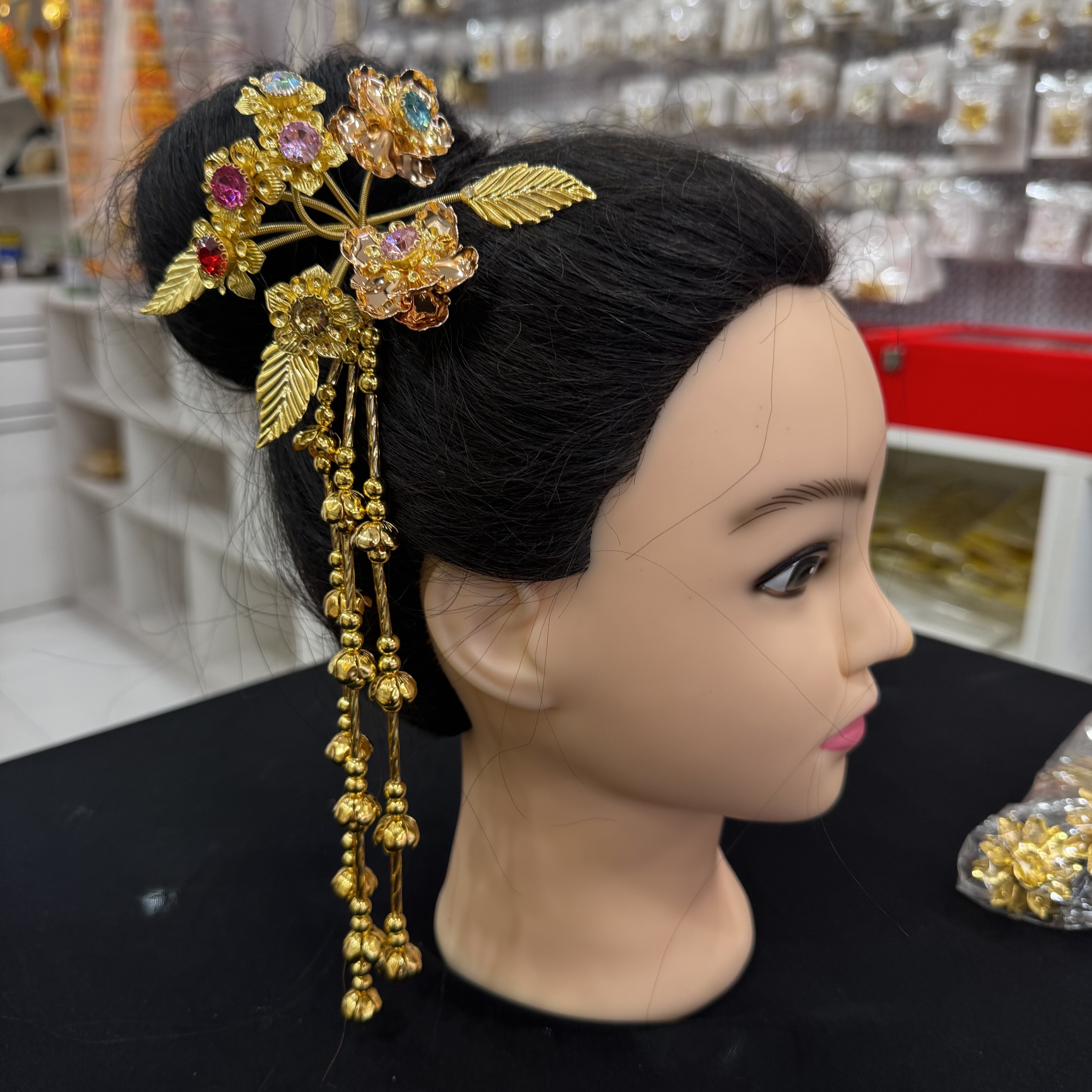泰国手工头花金色云南傣族配饰品簪子金属工艺品舞蹈表演摄影版纳