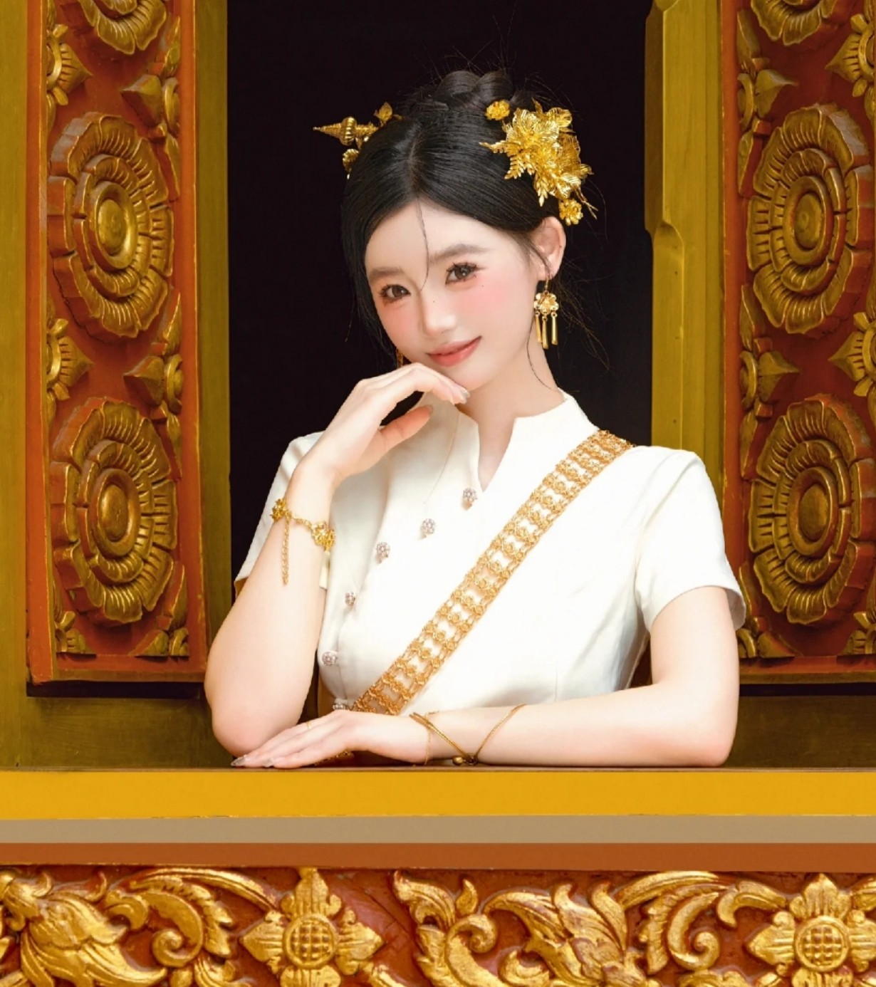 云南西双版纳傣族手工头花簪子金属泰国舞台表演服饰搭配新款摄影