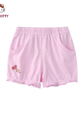 Hello Kitty童装女童夏季休闲短裤女宝宝棉质时尚花边热裤