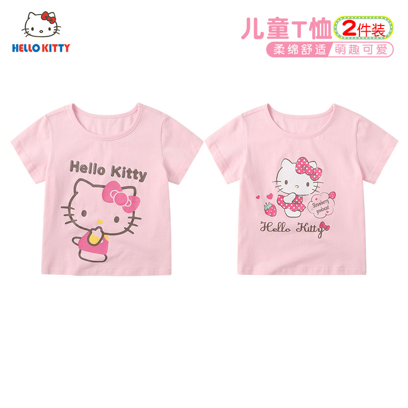 凯蒂猫女童棉质两件装夏短袖T恤图片