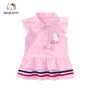 棉翻领飞袖 薄款 公主连衣裙 女童夏季 HelloKitty童装