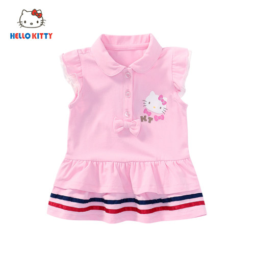 HELLOKITTY薄款翻领飞袖连衣裙