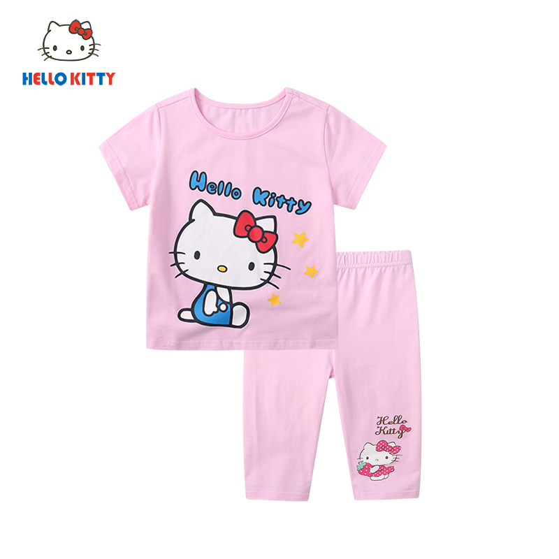 Hello Kitty女童新品套装夏季新款舒适短袖T恤七分裤两件装