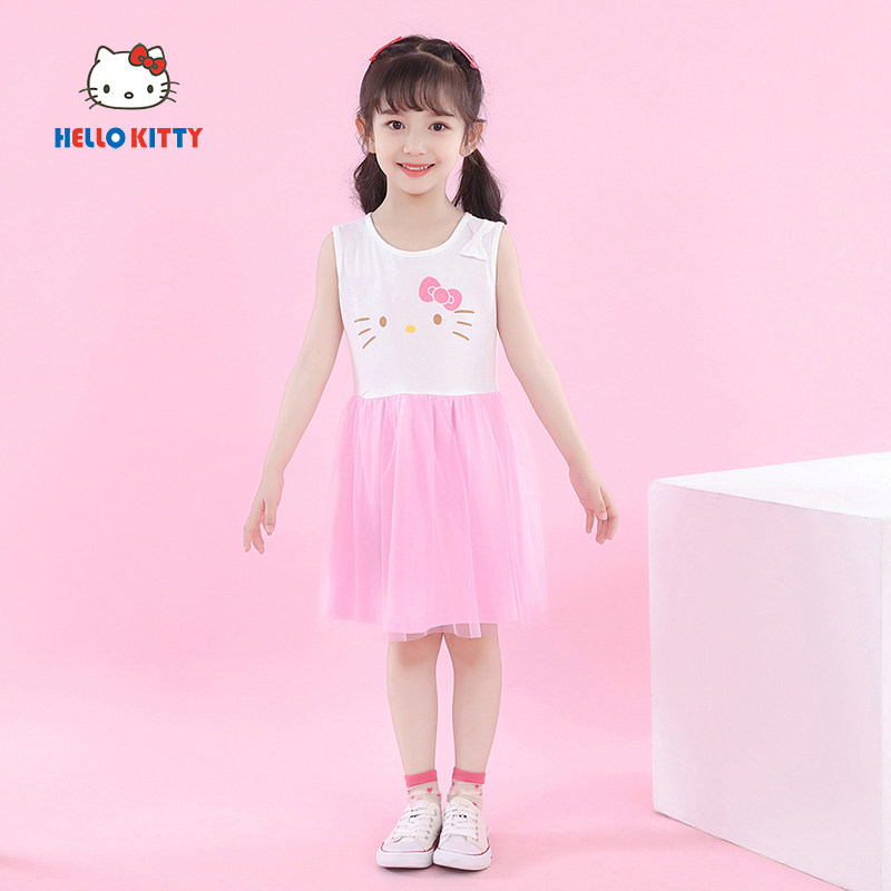 Hello Kitty童装女童棉质无袖连衣裙背心裙儿童公主裙洋装