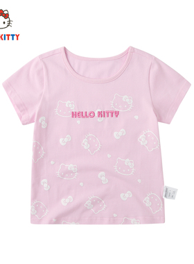 HelloKitty童装夏季女童薄款可爱棉质印花短袖T恤上衣