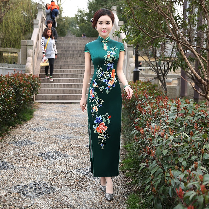 改良时尚女士旗袍连衣裙柏梢2018夏装新款复