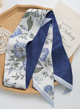 Date 35th原创～法式氛围感小丝巾绑发印花春夏季韩版领巾女发带