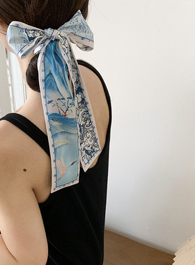 Date35th国风春日绑包丝巾女高级感百搭装饰领巾绑包丝带窄飘带