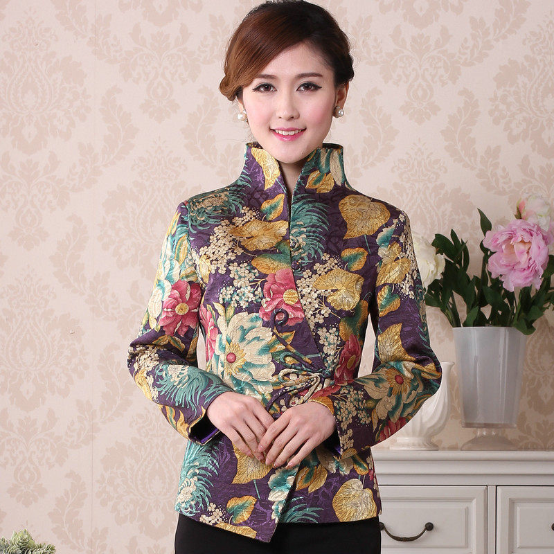 中国风春秋唐装中老年蝴蝶扣唐装女士长袖外套妈妈装汉服唐装上衣