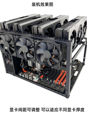 开放式4卡单电源双路EATX主板AI超算多显卡机架 可入柜开放式机箱