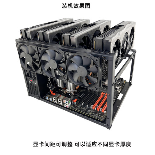 开放式4卡单电源双路EATX主板AI超算多显卡机架 可入柜开放式机箱