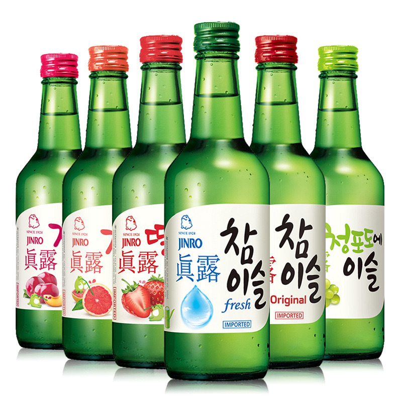 韩国进口真露烧酒韩国果味烧酒清酒蒸馏酒360ml一瓶包邮