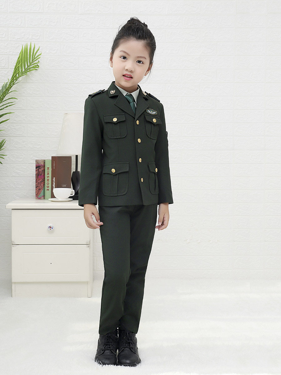 儿童军装演出服女童套装小孩特种兵迷彩服战狼军装裤中大童秋装