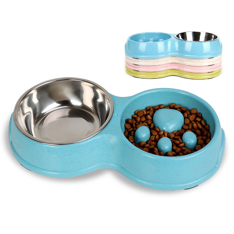 魅宠不锈钢防噎慢食碗犬猫通用