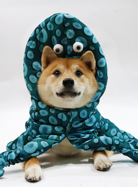 新款宠物万圣节衣服狗狗猫咪服装变身章鱼立体搞怪扮演服带帽披风