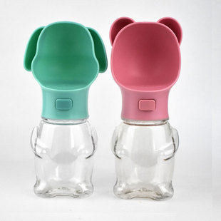 新款卡通可爱狗狗外出饮水杯500ML环保一键出水泰迪便携式随身