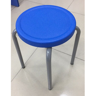 耐用学生圆凳可叠放塑料凳加厚家用无靠背开会凳子餐椅铁腿四脚凳