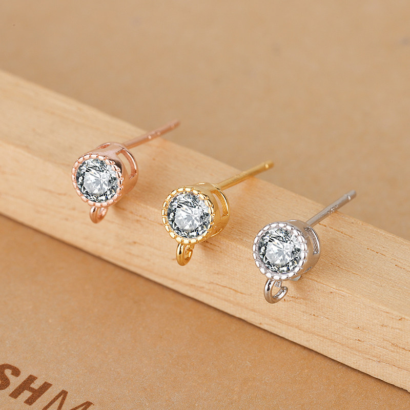 庭祥凯 S925纯银DIY小众耳钻+圈女耳钉新款潮耳饰耳环配件银饰品